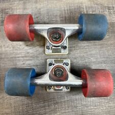 Conjunto de 4 rodas de skate vintage Kryptonics 55mm azul e vermelho com caminhões prata comprar usado  Enviando para Brazil