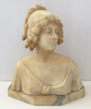 Used, ANTIQUE HAND CARVED ALABASTER & MARBLE ITALY STATUE LADY BUST SIGNED for sale  Shipping to Canada