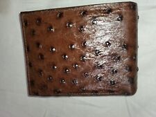 New Genuine Chocolate Ostrich Leather Skin Bi-fold Slim Wallet Leather Interior. for sale  Shipping to South Africa