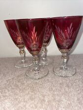 Vintage cranberry etched for sale  RINGWOOD