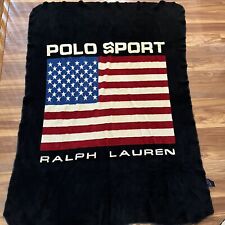 Manta de lana vintage años 90 polo deportivo Ralph Lauren tirar sherpa bandera de EE. UU. 45x63 segunda mano  Embacar hacia Argentina