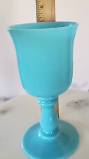 RARE Stem Shape-Vintage Portieux Vallerysthal  P.V. Goblet Blue Opaline Glass 7" for sale  Shipping to South Africa