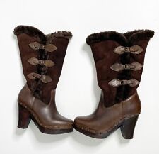 Botas tamanco FRYE Ella Shearling couro marrom pele de carneiro fivela dobrável tamanho 9.5 comprar usado  Enviando para Brazil