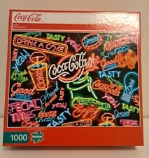 Buffalo Games "Coca-Cola" Neon Fluorescent Signs 1000 Piece Complete Puzzle, used for sale  Shipping to South Africa