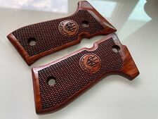New Checkered wood Grips For Beretta Model 92, 96, M9 Full Size handmade#No3 for sale  Shipping to Ireland
