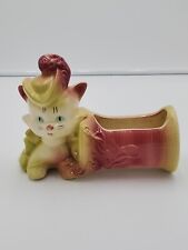 Vintage Hull Pottery Fancy Kitty Cat With Thread Spool Planter   for sale  Shipping to South Africa