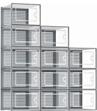 Cajas de almacenamiento organizadoras de zapatos 12 paquetes grises, plástico transparente contenedores de almacenamiento apilables segunda mano  Embacar hacia Argentina