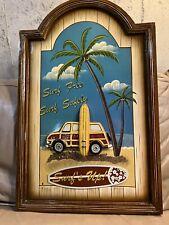 Quadro de arte de parede Surf's Up surf livre palmeiras com segurança praia 3D comprar usado  Enviando para Brazil