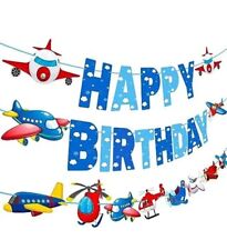 Recortes de avión y helicóptero con temas de fiesta decoración de feliz cumpleaños pancarta segunda mano  Embacar hacia Argentina