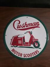 RARO Vintage Cushman Motor Scooters Redondo 11 3/4” Placa de Estanho AAA Sign Co. 1990’s comprar usado  Enviando para Brazil