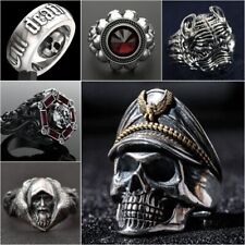 Anel gótico de aço inoxidável punk anéis de motociclista caveira joias masculinas tamanho 6-13 comprar usado  Enviando para Brazil