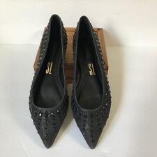 Sapato liso Santa Lolla preto brilhante com miçangas couro confortável tamanho 9B comprar usado  Enviando para Brazil