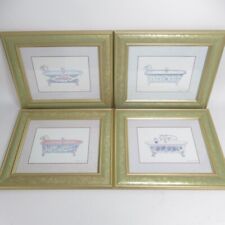 4x Victorian Bathtub Prints by Mary De Wolfe Gold Frames Decorative Wall Hanging for sale  Shipping to South Africa