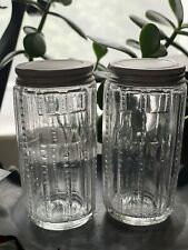 Hoosier Cabinet Ribbed Zipper Glass Spice Jars Containers with Aluminum Lids (2) for sale  Shipping to South Africa