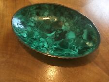 Used, Vintage Bronze Edged Carved Malachite Oval Bowl for sale  Shipping to South Africa