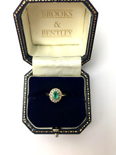 1988 Emerald and Diamond 9ct Gold Cluster Vintage Emerald Diamond Ring - Size M, used for sale  Shipping to South Africa