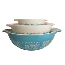 Pyrex Cinderella Mixing Bowls Turquoise Amish Butterprint 441 443 444 - set of 3 for sale  Shipping to South Africa