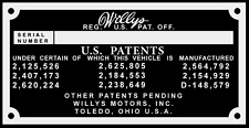 Willys data plate for sale  Georgetown