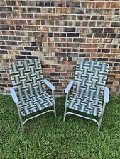 Conjunto de 2 cadeiras de gramado Sunbeam dobrável vintage alumínio praia rede jardim, usado comprar usado  Enviando para Brazil