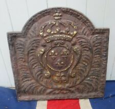 ANTIQUE VICTORIAN BRITISH BRITTANY CAST IRON FIRE BACK PLATE ROYAL  COAT OF ARMS for sale  Shipping to Ireland