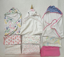 Lote de 9 toalhas de banho com capuz e cobertor para bebê menina comprar usado  Enviando para Brazil
