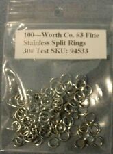100 Worth Company #3 Fine 30# test Stainless Steel Split Rings Made USA #94553 for sale  Shipping to South Africa