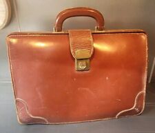 Vintage Cheney Leather Briefcase Brown Hard Leather Doctors Bag No Key for sale  Shipping to South Africa