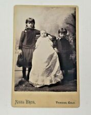 Antique Cabinet Card Photograph- Three girl children and baby nicely dressed , used for sale  Loveland