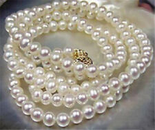 Hermoso collar de perlas cultivadas Akoya blanco natural de 7-8 mm 25 pulgadas segunda mano  Embacar hacia Mexico