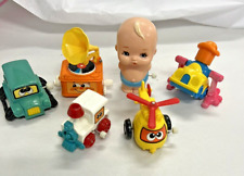 Vintage Lot of 6 TOMY Wind Up Toys Bus Record Player Baby Train Helicopter Car, used for sale  Shipping to South Africa