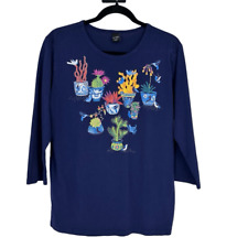 Usado, Camiseta Sabaku Art to Wear Jardín Cactus Mangas 3/4 Azul Talla S Hecha en EE. UU. segunda mano  Embacar hacia Argentina