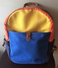 Mochila de lona color block sessão de inverno laranja amarelo azul real como está comprar usado  Enviando para Brazil