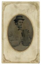 Acordeón Flutina Músico 1870 Tintype Instrumento Musical Antiguo Sombrero Moño  segunda mano  Embacar hacia Argentina