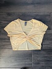Sweaty Betty Women's Small Twist-Front Crop Top Yellow Poly-Linen  for sale  DUNGANNON