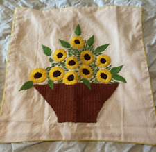 Sunflower crewel pillow for sale  Manitowoc
