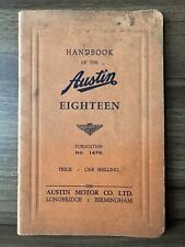 The Austin Eighteen Handbook No 1470  Austin Motor Co Birmingham, used for sale  Shipping to South Africa