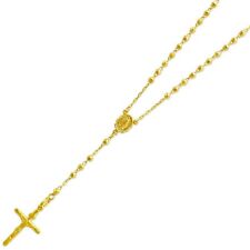 14K Solid Yellow Gold Rosary Necklace Crucifixc Men's/Women's 3mm 16,18 ,20"&24" for sale  Torrance
