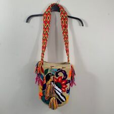 Bolso Wayuu Mochila Mediano Multicolor Tejido Floral Pájaro Cubo Colombino segunda mano  Embacar hacia Argentina