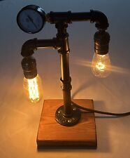 Retro Steampunk Industrial Pipe Lamp Two Fixture Desk Light Table Lamp Dimmable, used for sale  Shipping to South Africa