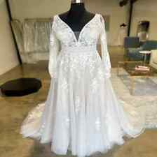 Plus Size A-line Beach Wedding Dress Lace Deep V-neck Sexy Bridal Gowns Dresses for sale  Shipping to South Africa