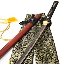 Pełny Tang Ręcznie robiony japoński miecz samurajski czerwony damaszek metal prawdziwy kształt katana na sprzedaż  Wysyłka do Poland
