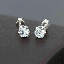 Stud Solitaire Earrings 0.50Ct Round Cut Natural Diamond Solid 14K White Gold for sale  Shipping to South Africa