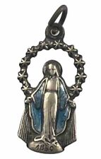 Medalla Religiosa Católica Milagrosa María Esmalte Azul Tono Plata de Colección segunda mano  Embacar hacia Argentina