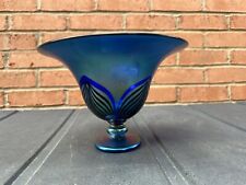 SIGNED RICK STRINI 1999 Studio/Art Glass Blue Pedestal Compote Dish Stunning, used for sale  Shipping to South Africa