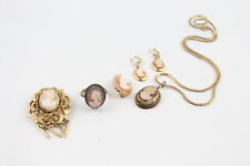 Used, Shell Cameo Jewellery Mid Century Brooches Necklace Earrings Ring x 5 for sale  Shipping to South Africa