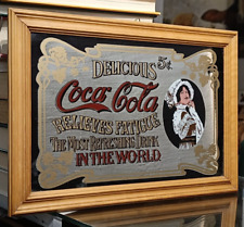 Coca-Cola Original Vintage Advertising Mirror with Cocacola Wooden Frame for sale  Shipping to South Africa