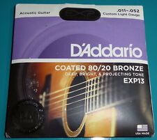 Used, D'Addario Coated 80/20 Bronze Acoustic Guitar Strings EXP13 .011-.052 for sale  Shipping to South Africa