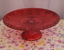 Red Glass Cake Stand Plate 4" high 10" wide for sale  Shipping to South Africa