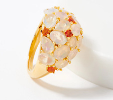 Ethiopian Opal & Fire Opal cluster Ring, 14K Gold Plated, Size 8, used for sale  Shipping to South Africa