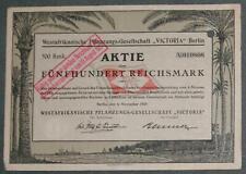 Zachodnioafrykańskie Towarzystwo Sadzenia "Victoria" 1926 500 RM na sprzedaż  Wysyłka do Poland